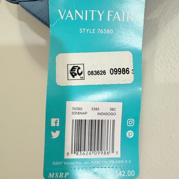 Vanity Fair Blue Full Coverage Bra with Molded Cups - Picture 3 of 7